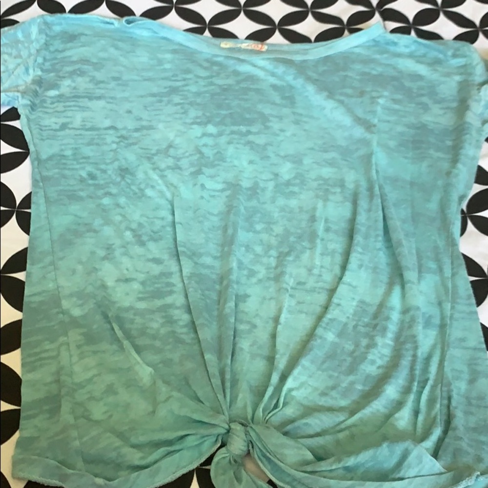 Alternative tie front teal burnout tee XL